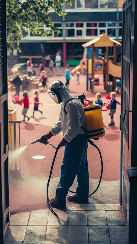 Désinsectisation dans une cours d'école à Brive
